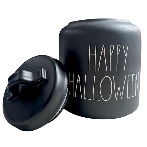 Rae Dunn Happy Halloween Matte Black Canister First Edition - 2018 Rare - Picture 6 of 16